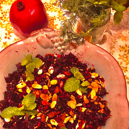 Fall Salad: Roasted Beets, Pomegranate, Herbs